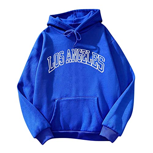 Hoodie Damen Kapuzenpullover Herbst Winter Frauen Los Angeles Buchstabendruck Pullover Sweatshirt Mit Kapuze Langarm Hoodie Sport Style Y2k E-Girl Kapuzenpulli Oversize Loose Tops Teenager Mädchen von BOTCAM