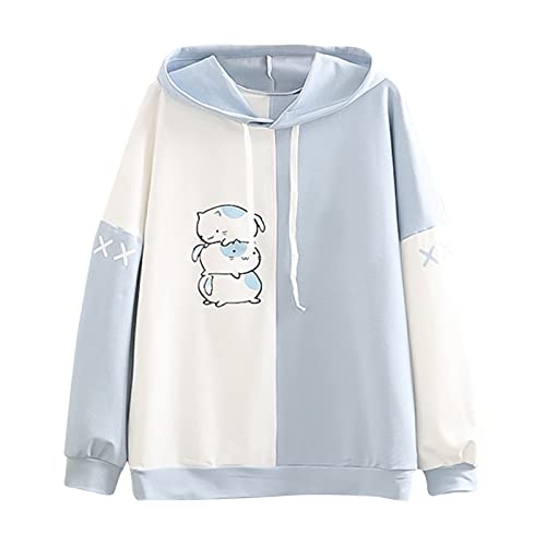 Kawaii Hoodie für Teenager Mädchen Kapuzenpullover Süßer Cartoon Hoodies Bequem Casual Pulli Pullover mit Kapuze Langarm Sweatshirt Kawaii Katze Pullover Outwear Casual Oberteile Tops von BOTCAM