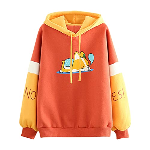 Kawaii Hoodie für Teenager Mädchen Kapuzenpullover Süßer Cartoon Hoodies Bequem Casual Pulli Pullover mit Kapuze Langarm Sweatshirt Kawaii Katze Pullover Outwear Casual Oberteile Tops von BOTCAM