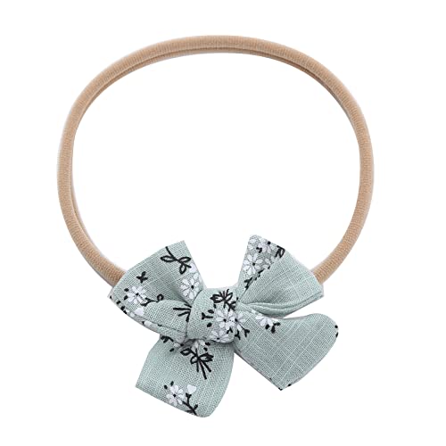 Kleinkind Baby Mädchen Blumendruck Stirnband Bowknot elastisches Haarband für Kleinkinder Handtuch L (Green, One Size) von BOTCAM