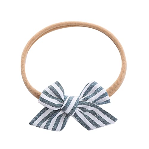 Kleinkind Baby Mädchen Gestreifte Drucke Stirnband Bowknot Elastisches Haarband Für Kleinkinder Haargummis Weich (Green, One Size) von BOTCAM