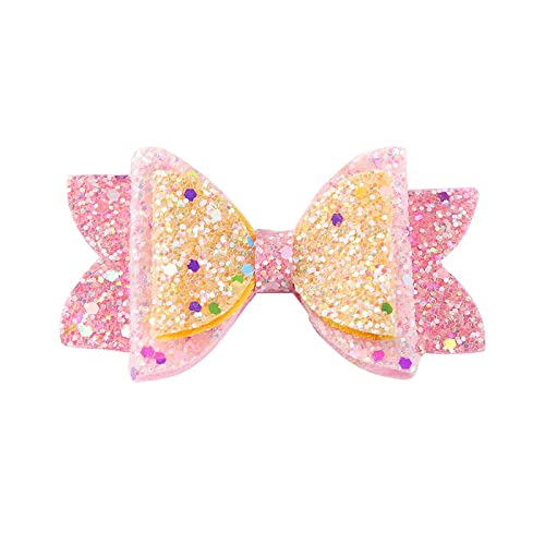 Kleinkind Baby Mädchen Glitzer Haar Bowknot Haarspange Pailletten Haarnadel Kopfbedeckung Funktionsstirnband Kinder (D, One Size) von BOTCAM