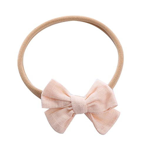 Kleinkind Baby Mädchen einfarbig Stirnband Bowknot elastisches Haarband für Kleinkinder Haargummi Klein Schwarz (Beige, One Size) von BOTCAM