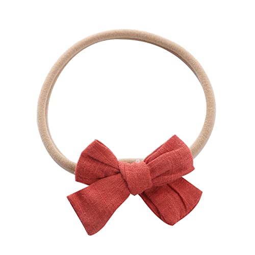 Kleinkind Baby Mädchen einfarbig Stirnband Bowknot elastisches Haarband für Kleinkinder Haargummi Klein Schwarz (Orange, One Size) von BOTCAM