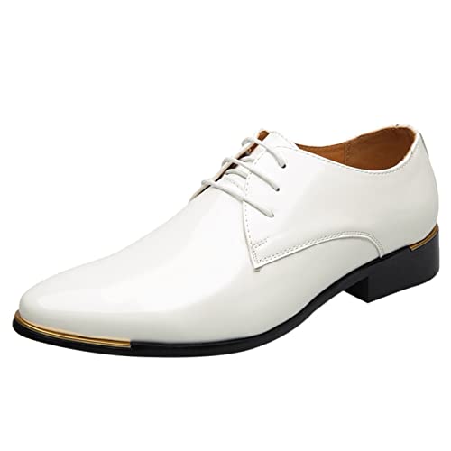 Lackschuhe - Business SchnüRhalbschuhe Anzugschuhe - Oxford Smoking Lackleder Brogue Hochzeit Schuhe Derby Leder Hochzeitsschuh Smokingschuh Lack Lederfutter Anzugschuhe Herren Braun Mit GüRtel von BOTCAM