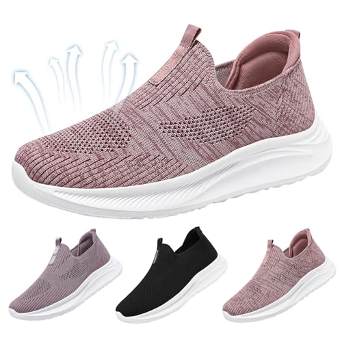 Laufschuhe Damen Und Herren Slip On Orthopädische Sneakers Mesh-Obermaterial Atmungsaktive Wanderschuhe Bequem Freizeitschuhe mit Walking Outdoor Leicht Joggingschuhe Flache Sohle Schuhe von BOTCAM