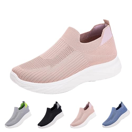 Laufschuhe Damen Und Herren Slip On Orthopädische Sneakers Mesh-Obermaterial Atmungsaktive Wanderschuhe Bequem Freizeitschuhe mit Walking Outdoor Leicht Joggingschuhe Flache Sohle Schuhe von BOTCAM