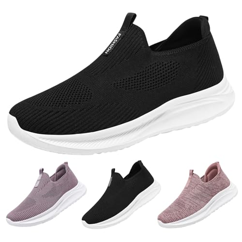 Laufschuhe Damen Und Herren Slip On Orthopädische Sneakers Mesh-Obermaterial Atmungsaktive Wanderschuhe Bequem Freizeitschuhe mit Walking Outdoor Leicht Joggingschuhe Flache Sohle Schuhe von BOTCAM