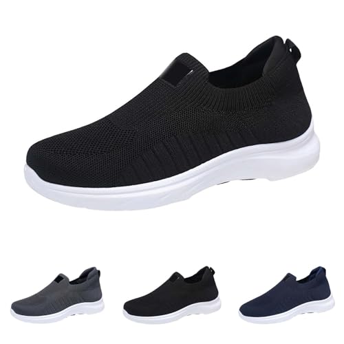 Laufschuhe Damen Und Herren Slip On Orthopädische Sneakers Mesh-Obermaterial Atmungsaktive Wanderschuhe Bequem Freizeitschuhe mit Walking Outdoor Leicht Joggingschuhe Flache Sohle Schuhe von BOTCAM