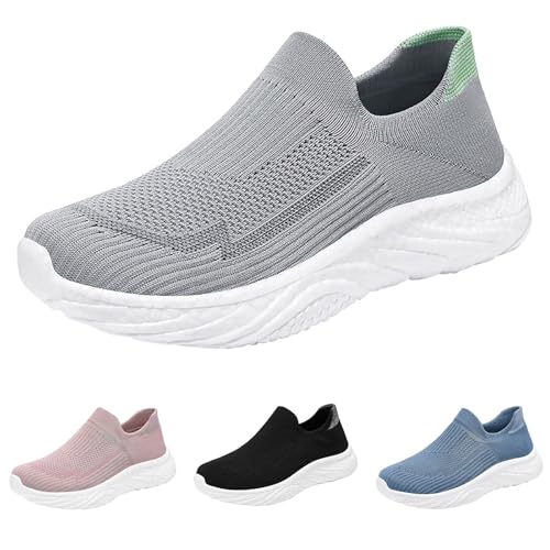 Laufschuhe Damen Und Herren Slip On Orthopädische Sneakers Mesh-Obermaterial Atmungsaktive Wanderschuhe Bequem Freizeitschuhe mit Walking Outdoor Leicht Joggingschuhe Flache Sohle Schuhe von BOTCAM