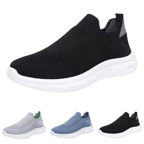 Laufschuhe Damen Und Herren Slip On Orthopädische Sneakers Mesh-Obermaterial Atmungsaktive Wanderschuhe Bequem Freizeitschuhe mit Walking Outdoor Leicht Joggingschuhe Flache Sohle Schuhe von BOTCAM
