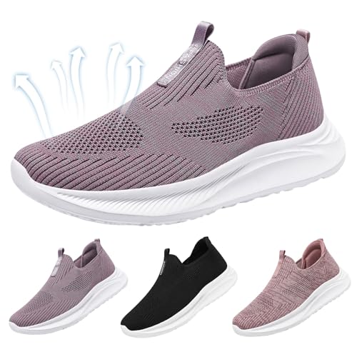 Laufschuhe Damen Und Herren Slip On Orthopädische Sneakers Mesh-Obermaterial Atmungsaktive Wanderschuhe Bequem Freizeitschuhe mit Walking Outdoor Leicht Joggingschuhe Flache Sohle Schuhe von BOTCAM