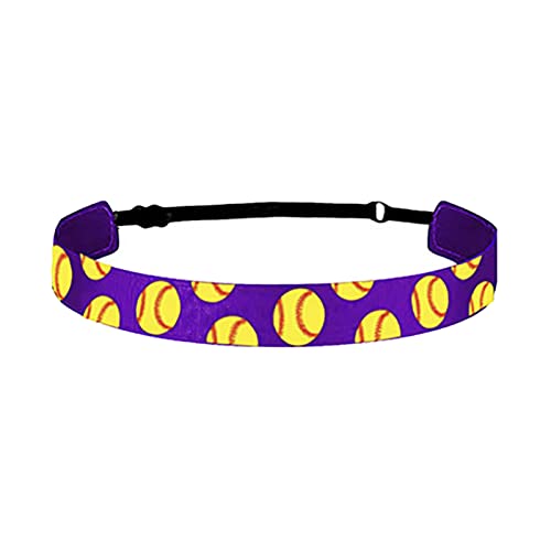 Mädchen-Baseball-Softball-Sport-Haarband, elastisch, rutschfest, Haarband, Lauf-Stirnband, Haar-Accessoires Stirnband Damen Fleece Innen (Purple, One Size) von BOTCAM