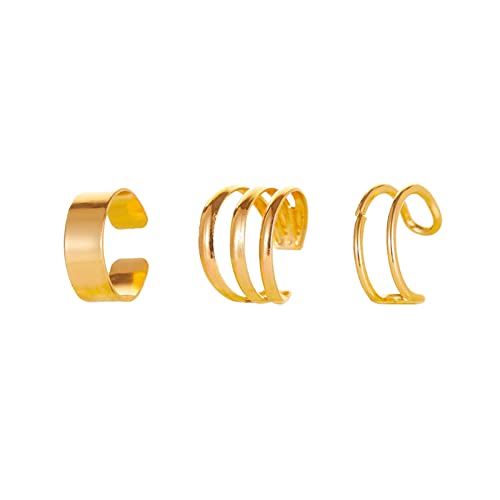 Manschettenohrringe 925 Sterling Silber Ohr Manschettenohrringe Non Piercing Knorpel Manschettenohrringe Conch Manschetten Ohrringe für Frauen Ohrringe Alt (Gold, One Size) von BOTCAM