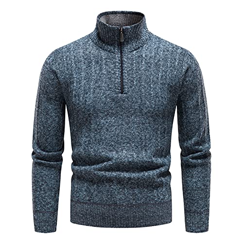 Men's Strick Sweatshirt Tops Winter-Baumwoll-Hoodie Langarmshirt Winterpullover Weich Bequem Leicht Und Atmungsaktiv Arbeitspullover Männer Langarm Rundhalsausschnitt Sweater von BOTCAM