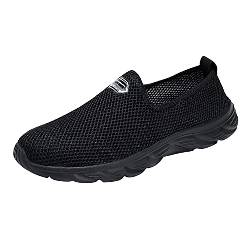 Mode Männer Mesh Casual Sportschuhe Slip On Einfarbig Laufende Atmungsaktive Turnschuhe mit Weichem Boden Schuhe Herren Schwarz Business (Black, 40) von BOTCAM