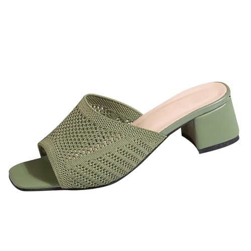 Pantoletten Damen Mit Mittelhoher Absatz Offener Zehenpartie Hausschuhe Mit Fußbett Sommer Slip On Slipper Sommerschuhe Leichte High Heels Slides Gestrickt Bequem Sandalette Pantoletten Damen Mit Mittelhoher Absatz Offener Zehenpartie Hausschuhe Mit Fußbett Sommer Slip On Slipper Sommerschuhe Leichte High Heels Slides Gestrickt Bequem Sandalette von BOTCAM