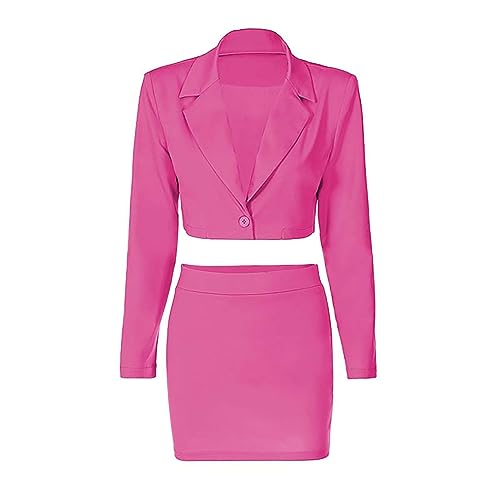 Rock Anzug Damen Business Elegant Set Zweiteiler Rock und Blazer Outfits 2 Teiler Slim Fit Solide Anzug Anzugjacke Büro Formal Modern Freizeitanzug Streetwear 2-teilig Kurz Blazer Jacke+Mini Röcke von BOTCAM