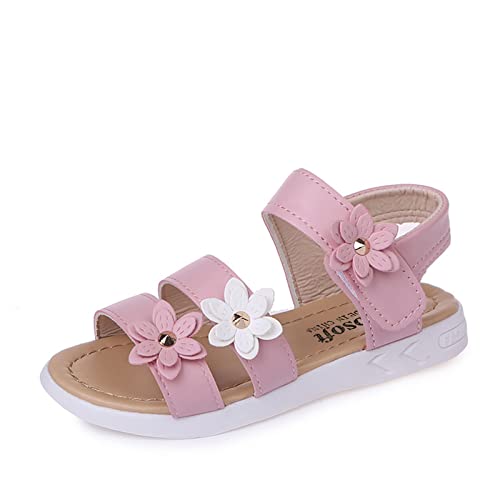 Sandalen Für Mädchen - Strandschuhe Prinzessin Schuhe Blumen Flach Sommerschuhe Sandaletten Rutschfest Sandals Sportsandalen Leicht Bequem Kinderschuhe Strandsandalen Gr.21-36 von BOTCAM