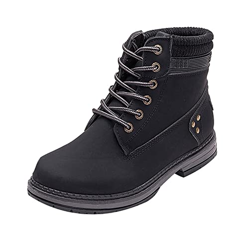 Schuhe Hallux Valgus Damen Weite K Damen Stiefel Winter Lederschaft Warme Schuhe Stiefel Schuhe Stiefel Kurze Winterstiefel Schnee Damen Damen Damen Stiefel Compatible with Motorrad Damen (Black, 42) von BOTCAM