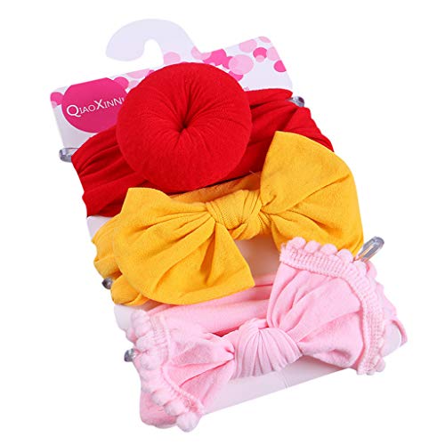 Set Haarbinder Blumen Kinder Haarband Baby 3Stück Zubehör elastischer Bowknot für Mädchen Kinder Haarzubehör Haarreif Mädchen Blumen (C, One Size) von BOTCAM