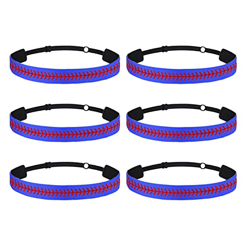 Stück Kinder-Sport-Haarbänder, Baseball-Druck-Stirnband, Softball, rutschfeste, verstellbare Haarbänder, Haar-Accessoires Stirnband Sommer Damen (Blue, One Size) von BOTCAM