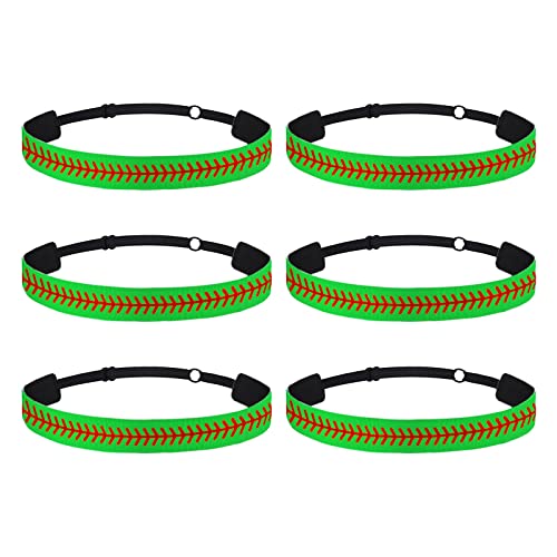 Stück Kinder-Sport-Haarbänder, Baseball-Druck-Stirnband, Softball, rutschfeste, verstellbare Haarbänder, Haar-Accessoires Stirnband Sommer Damen (Green, One Size) von BOTCAM