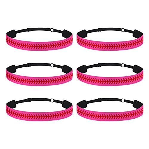 Stück Kinder-Sport-Haarbänder, Baseball-Druck-Stirnband, Softball, rutschfeste, verstellbare Haarbänder, Haar-Accessoires Stirnband Sommer Damen (Hot Pink, One Size) von BOTCAM