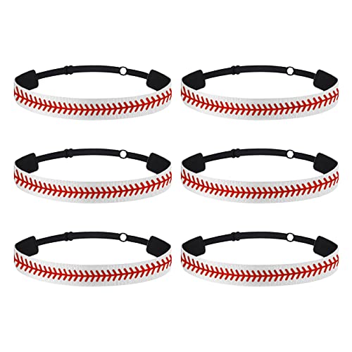 Stück Kinder-Sport-Haarbänder, Baseball-Druck-Stirnband, Softball, rutschfeste, verstellbare Haarbänder, Haar-Accessoires Stirnband Sommer Damen (White, One Size) von BOTCAM