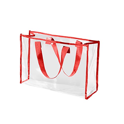 Taschen Damen Umhängetasche Badetasche, Kosmetik-Aufbewahrungstasche, multifunktionale, transparente Kulturtasche, große Kapazität, Strandtasche Schultergurt Für Taschen Schwarz Silber (Red, One Size) von BOTCAM