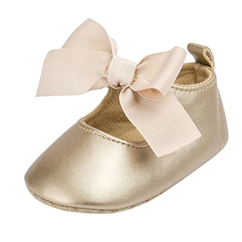 Toddler Kid Baby Girls Princess Cute Toddler First Walk Bow Knot Tie Silk Shoes Baby Sneaker Socken 20 (Gold, 6-12Months) von BOTCAM