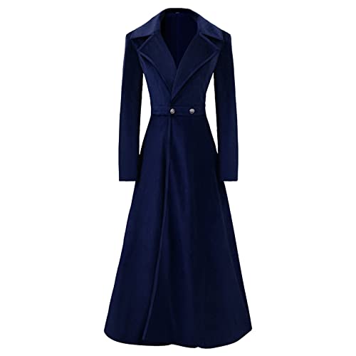 Trenchcoat Damen Winter Bodenlanges Wollmantel Langarm Slim fit Frauen Tragen Lang Vintage Parka Elegant Winterjacke Herbst Revers Überzieher Outwear Mantel Winterjacke Länge Knöchel Winterjacke von BOTCAM