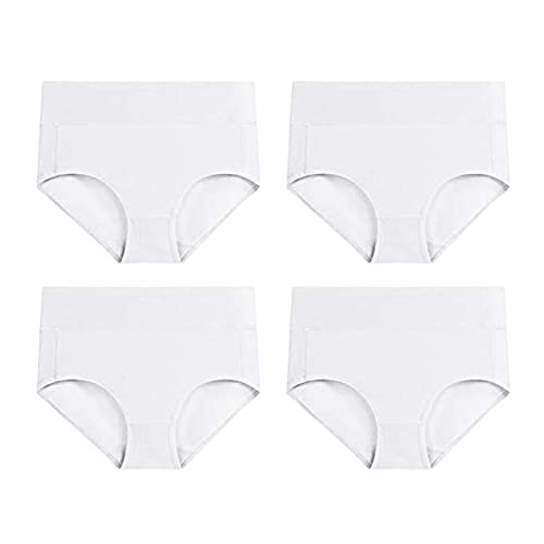 Unterhosen Damen 4er Pack Baumwolle Hohe Taille Nahtlose Slips Panties Hipster Elastisch Atmungsaktiv Erotische Wäsche Dessous Schlüpfer Klassische Unterhosen Weich Bequem Taillenslip, 5XL von BOTCAM