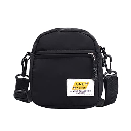 Weste Mit Vielen Taschen 2022 koreanische Art und Weise einfache beiläufige eine Schulter Umhängetasche kleine quadratische Nylontasche (Black, One Size) von BOTCAM