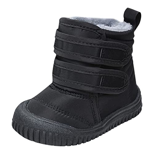 Winterboots 36 Jungen Wasserdichte Stoff Schneestiefel Kinder Winterschuhe Mädchen Jungen Outdoor Stiefel Kinder Winter Boots Junge 34 (Black, 23 Toddler) von BOTCAM