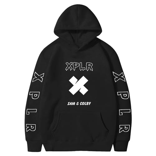 and Merch XPLR Bedrucktes Streetwear 90er-Mode-Hoodie für Herren und Damen Damen Strickjacke Mit (Black, XL) von BOTCAM