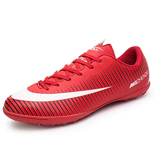 BOTEMAN Fußballschuhe Herren Spikes Cleats Trainingsschuhe Kinder Beruf Jugendliche Outdoor Football Athletics Sportschuhe Unisex,Rot,36 EU von BOTEMAN