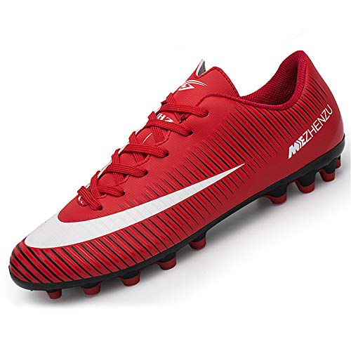 BOTEMAN Fußballschuhe Herren Stollen Cleats Trainingsschuhe Spikes Professionelle Fussballschuhe Kinder FG/AG Fußballschuhe Unisex,Rot,39 EU von BOTEMAN