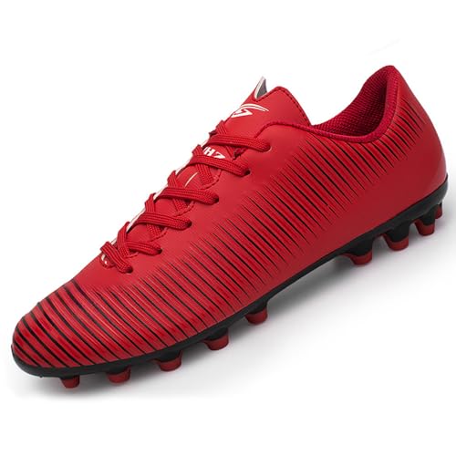 BOTEMAN Fußballschuhe Herren Stollen Cleats Trainingsschuhe Spikes Professionelle Fussballschuhe Kinder FG/AG Fußballschuhe Unisex,Rot,39 EU von BOTEMAN