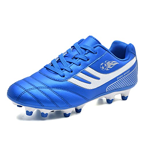 BOTEMAN Fussballschuhe Kinder Soccer Boots Jungen Fußballschuhe Mädchen Turnschuhe Trainingsschuhe Sportschuhe Stollen Kinderschuhe für Outdoor,Blau,35 EU von BOTEMAN