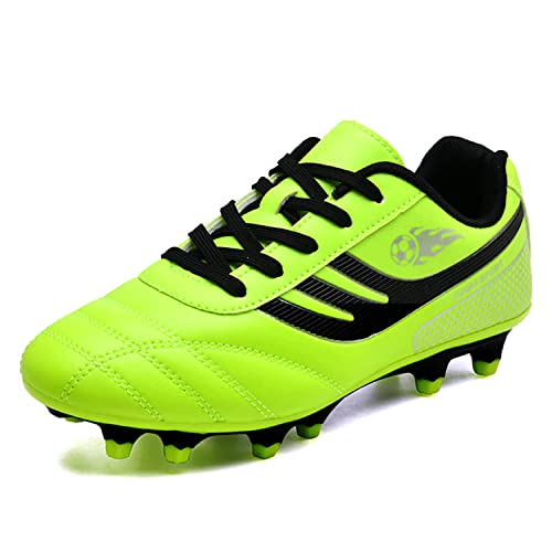 BOTEMAN Fussballschuhe Kinder Soccer Boots Jungen Fußballschuhe Mädchen Turnschuhe Trainingsschuhe Sportschuhe Stollen Kinderschuhe für Outdoor,Grün,37 EU von BOTEMAN