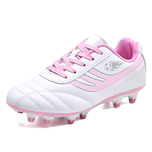 BOTEMAN Fussballschuhe Kinder Soccer Boots Jungen Fußballschuhe Mädchen Turnschuhe Trainingsschuhe Sportschuhe Stollen Kinderschuhe für Outdoor,Rosa,33 EU von BOTEMAN