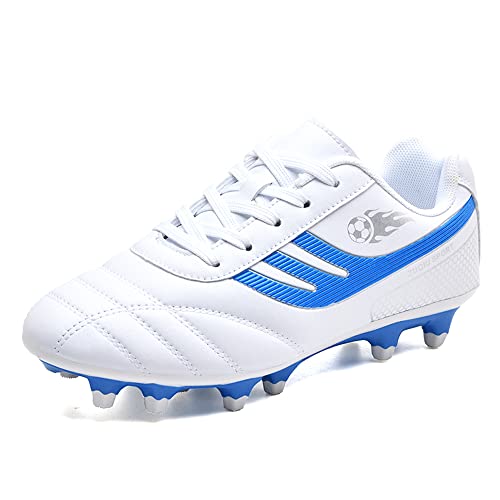 BOTEMAN Fussballschuhe Kinder Soccer Boots Jungen Fußballschuhe Mädchen Turnschuhe Trainingsschuhe Sportschuhe Stollen Kinderschuhe für Outdoor,Weiß,36 EU von BOTEMAN