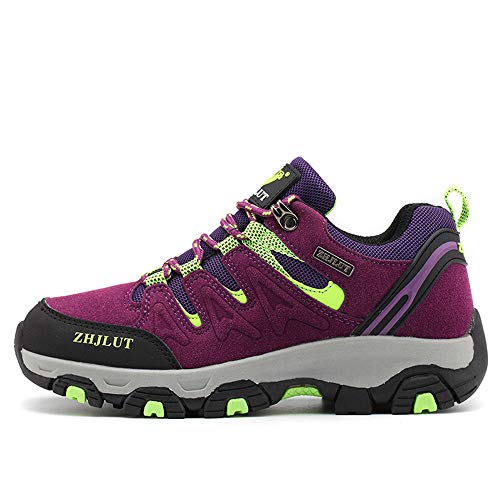 BOTEMAN Herren Damen Wanderschuhe Trekking Schuhe Outdoor Anti-Rutsch Wanderstiefel atmungsaktiv Wandern Hiking Sneaker,Violett,37 EU von BOTEMAN