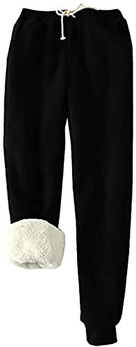 Damen-Wanderhose mit Fleece-Futter, Jogger, hohe Taille, Wasserabweisende Jogginghose, thermische Winter-Skihose (Color : Black, Size : M) von BOTIZR