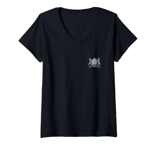Damen Flagge von Botswana, Wappen, Gabarone Setwana T-Shirt mit V-Ausschnitt Damen Flagge von Botswana, Wappen, Gabarone Setwana T-Shirt mit V-Ausschnitt von BOTSWANA ;PRIDE