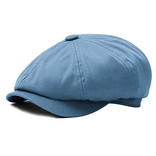 BOTVELA Herren 8 Stück Newsboy Flat Cap 100% Baumwolle Gatsby Ivy Golf Cabbie Hut, hellblau, 61 EU von BOTVELA