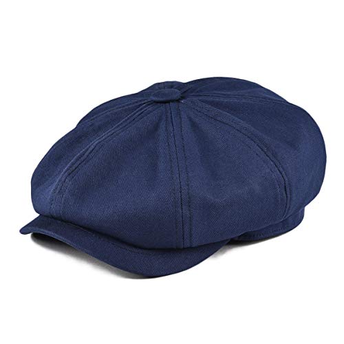 BOTVELA Herren 8-teiliges Newsboy Flat Cap 100% Baumwolle Gatsby Ivy Golf Cabbie Hat Gr. X-Large, navy von BOTVELA