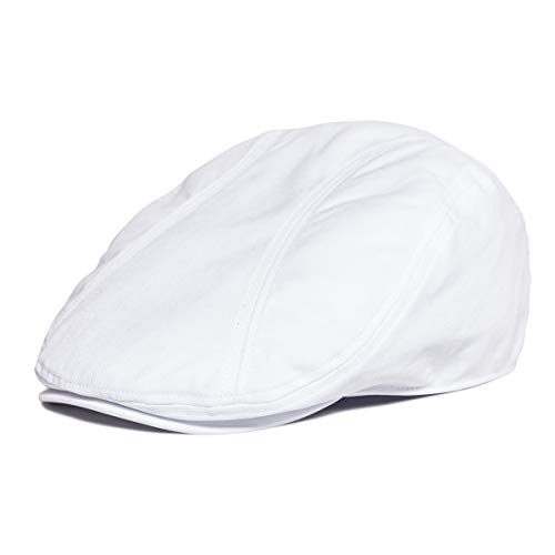 BOTVELA Herren Baumwoll-Twill Newsboy Flat Ivy Driving Hat Fitted Cap - Weiß - 7 3/4 / 7 7/8 BOTVELA Herren Baumwoll-Twill Newsboy Flat Ivy Driving Hat Fitted Cap - Weiß - 7 3/4 / 7 7/8 von BOTVELA