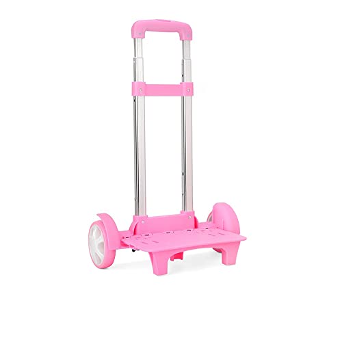 BOUACOUA Rucksack Trolley, Schulranzen Trolley für Kinder Faltbarer Handwagen Große Räder Rollende Gepäckwagen für Schulrucksäcke (Rosa) von BOUACOUA